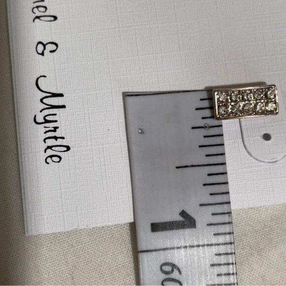Ethel & Myrtle Simply Free Gold Tone Rhinestone Bar Stud Pierced Earrings - Picture 7 of 8
